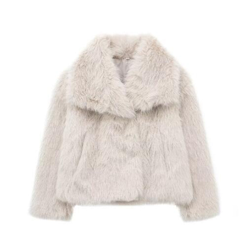 Cozy Chic Winter Plush Coat - Stylish Thicken Lapel Outwear for Women