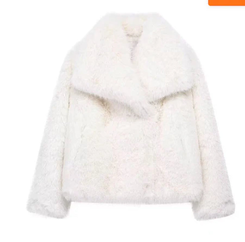 Cozy Chic Winter Plush Coat - Stylish Thicken Lapel Outwear for Women